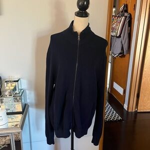 J Crew Factory Large Cotton ribbed full-zip sweater Blue.  Excellent Condition